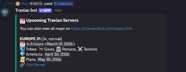 Travian calendar page