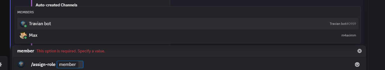 Assign role command preview