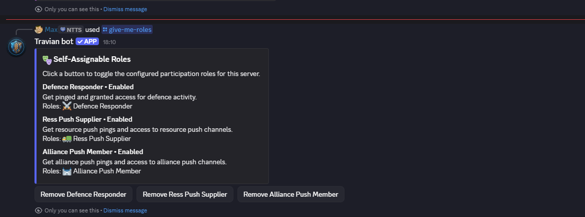 Give me roles command preview